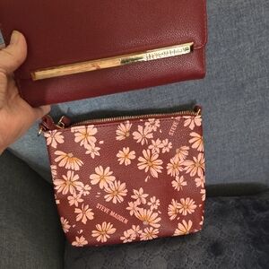 Steve Madden Burgundy and Pink Floral Clutch